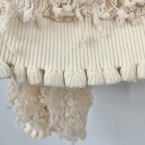 ZARA Crop Top Cream White Long Sleeve Textured Knit - Picture 5 of 6